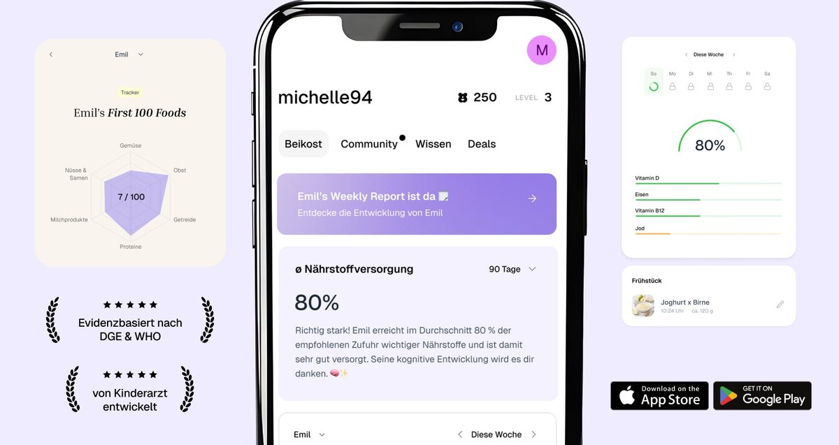 Blick in die happyhug App: Nährstoff-Tracker und Wochenplan